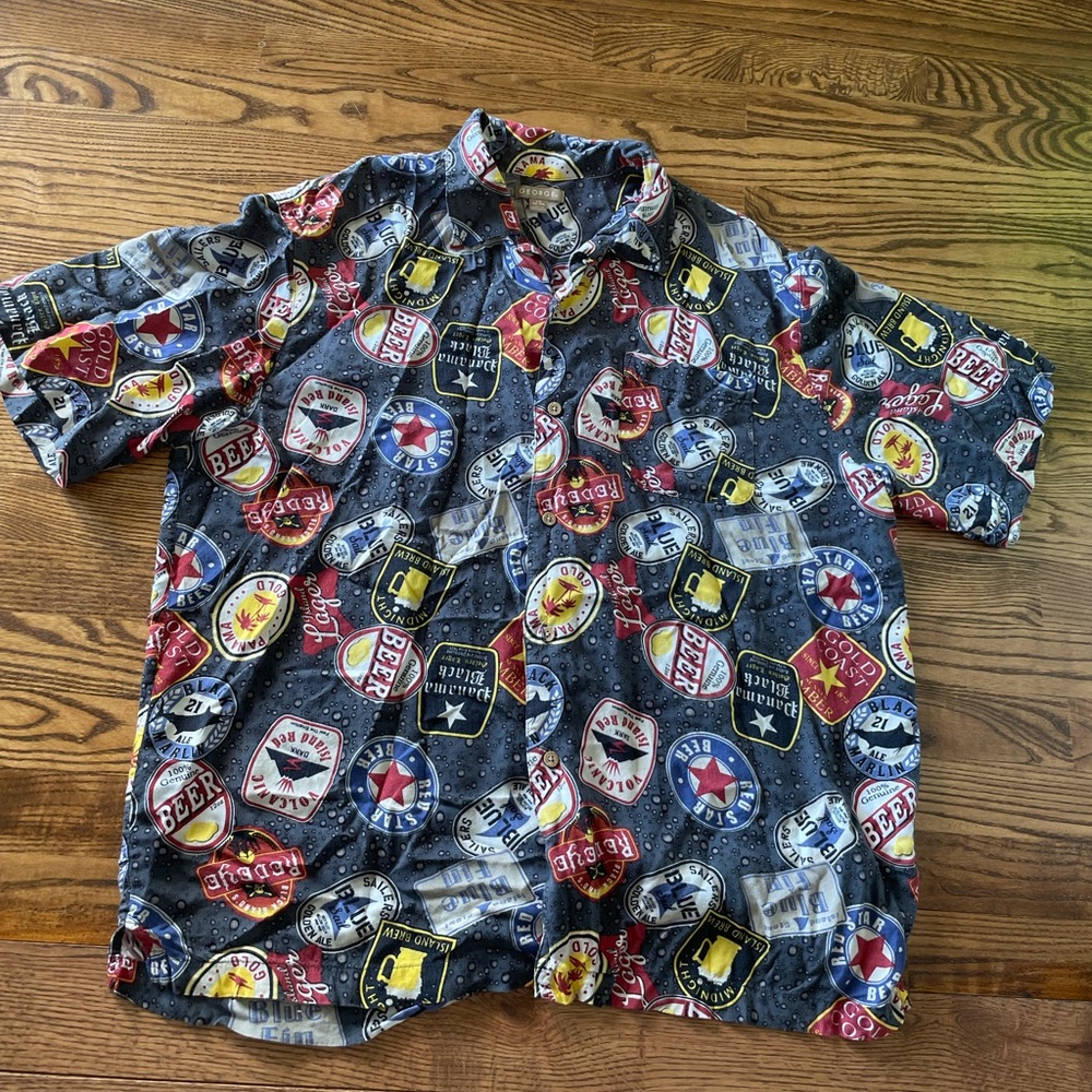 Beer Shirt Size Large Casual Button Up Party Shirt